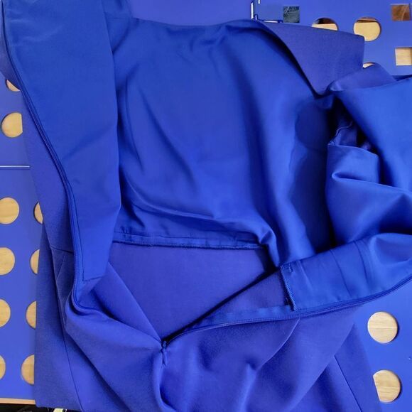 1. State Cold Shoulder Lined Formal Mini Dress Blue Size 12 Large - Picture 5 of 14